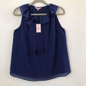 NWT Juicy Couture navy blue ruffle tank